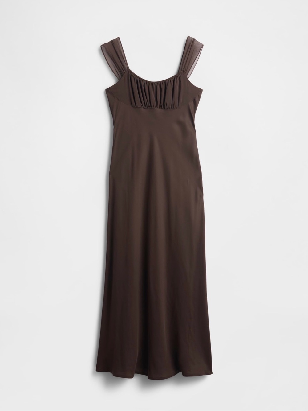 Mixed Media Maxi Brown Dress